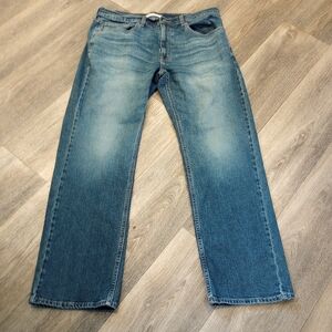 Levi Strauss Signature Dark Denim Light Wash Men's Jeans 36 X 32 Relaxed Fit EUC